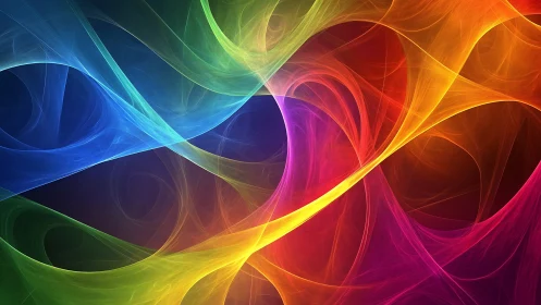 Prismatic ribbons dancing through a neon dreamwave cosmos.