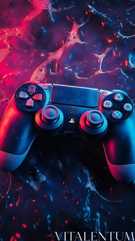 Gaming Controller Glowing in Neon Light.