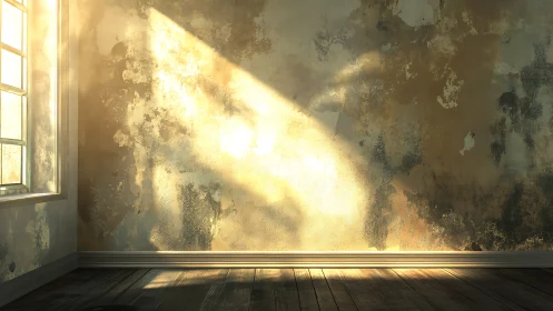 Dusty sunlit wall remembers time in warm golden silence.