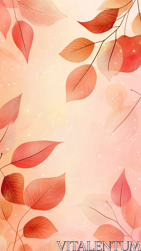 Red and orange gradient leaves frame soft glowing background