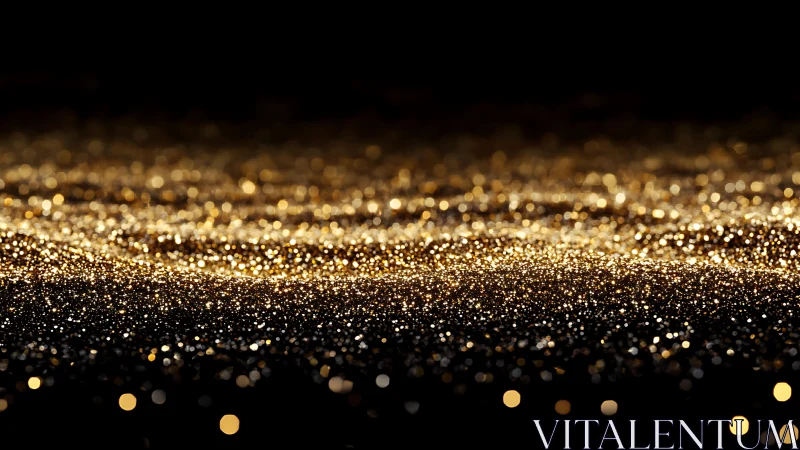 Sparkling Gold Glitter Surface with Bokeh Effect, Abstract Style.