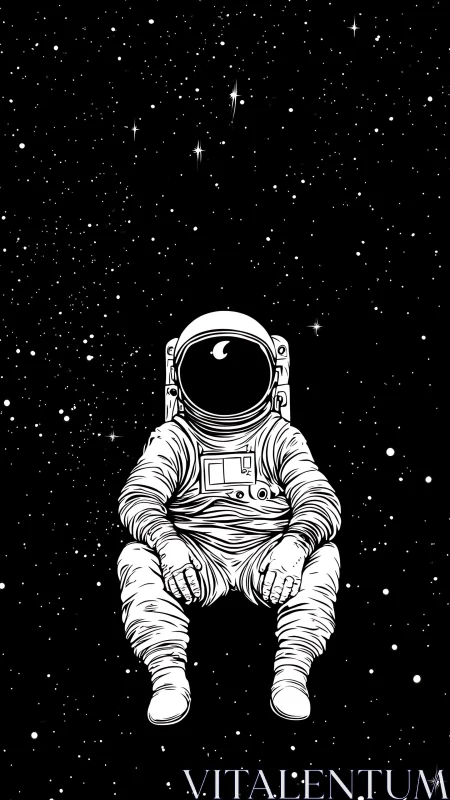 Dreamy lone astronaut drifting softly through starlit space.