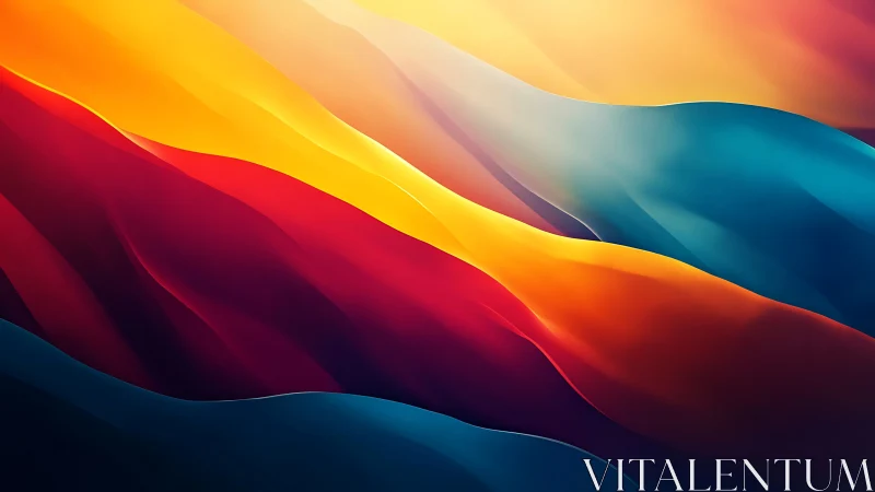 Radiant color waves flow in a luminous abstract sunset field