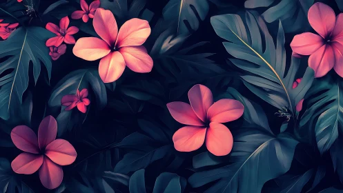 Digital Botanical Composition: Five-Petaled Flowers with Volumetric Rendering and Dark Saturation