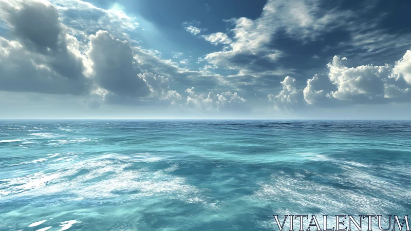 Skywide hush above turquoise wandering ocean horizon.