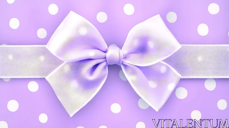 Iridescent Ribbon Bow with Volumetric Gradient Rendering on Purple Polka Dot Field
