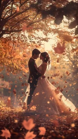 Autumn vows whirl beneath falling leaves and copper light.