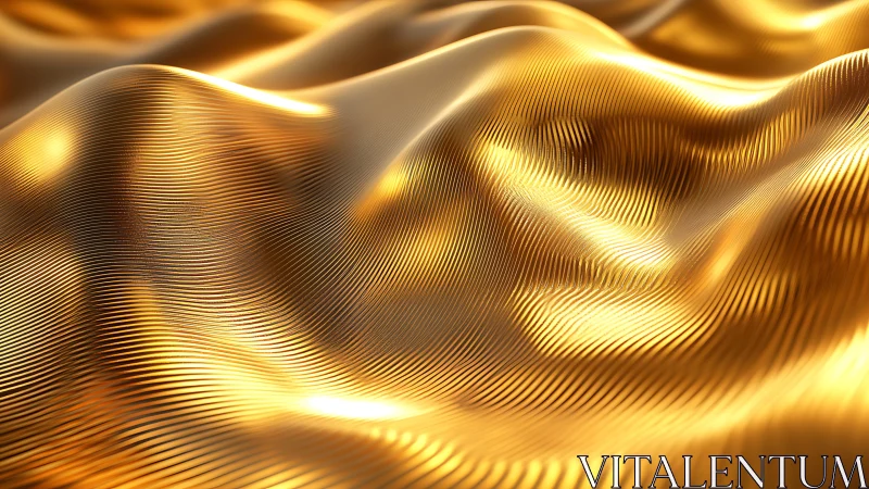 Abstract golden metallic waves with fine linear texture.