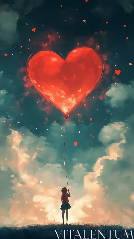 Luminous Heart Balloons Drift Through Dreaming Skies.