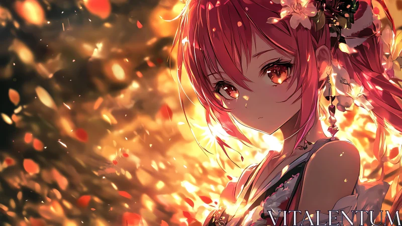 Backlit anime portrait renders ember-like bokeh illumination