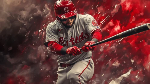 Powerful baseball swing captures game day energy vividly