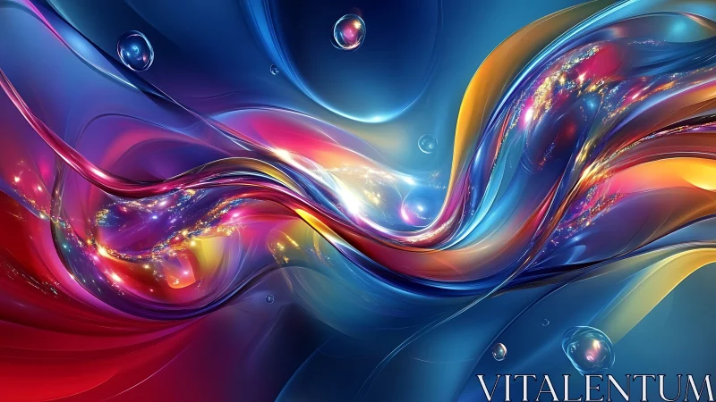 Chromatic river of light swirling through cosmic glass.