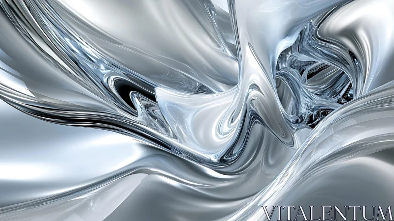 Abstract Metallic Swirl in Futuristic Digital Art Style.