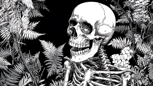 Laughing bones bask in a feral tangle of moonlit foliage.