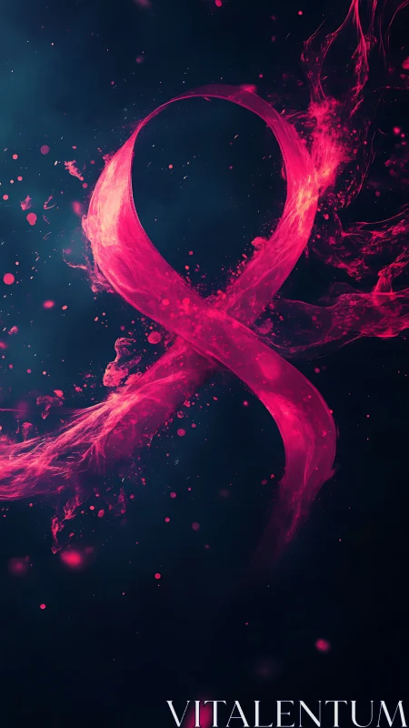Fluorescent magenta ribbon loop forms dynamic infinity sigil