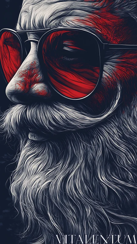 Cool bearded elder gazes ahead through bold red shades