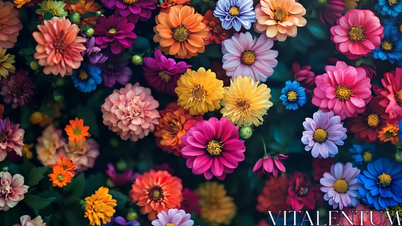 Vibrant Dahlia Garden Symphony in Neon Bloom.