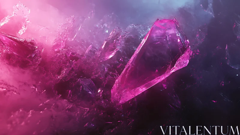 Luminous pink crystal shards in abstract neon mistscape.