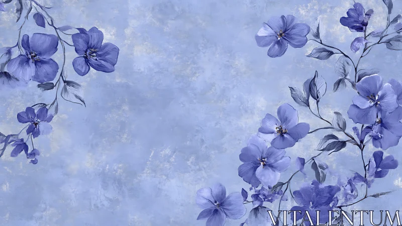 Purple Floral Composition on Textured Lavender Background