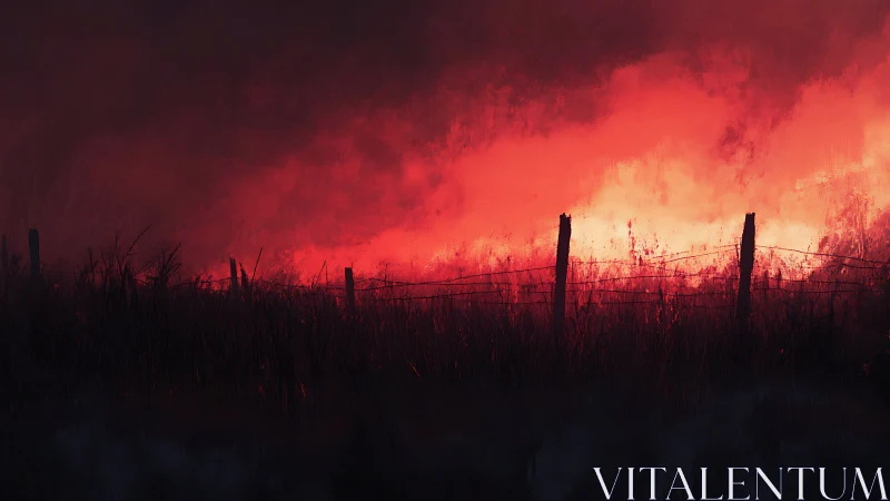 Inferno Sky Silhouettes Burning Beyond the Wire.