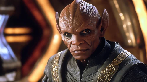 Alien commander portrait with ornate metallic uniform detail.