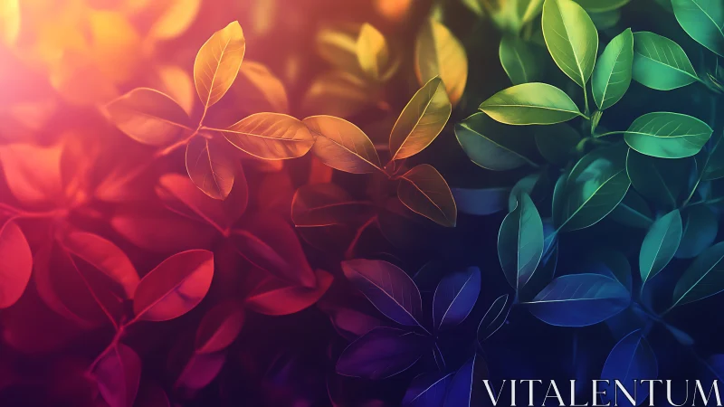 Chromatic foliage gradient with soft bokeh illumination mapping