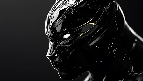 Midnight chrome panther sentinel in razor-edged silence.