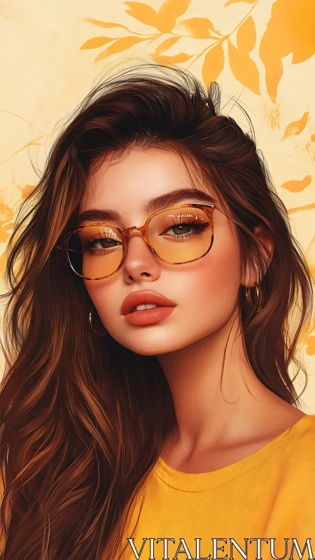 Stylized female portrait with warm monochromatic chromatic harmony