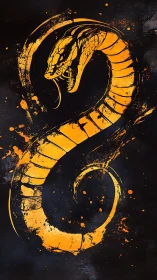 Digital painting serpent sigil with dynamic splatter coils.