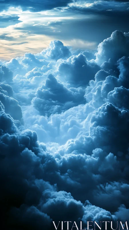 Photorealistic vertical cloudscape with cinematic depth lighting.