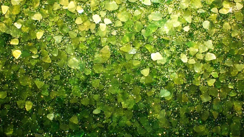 Green translucent flakes form dense shimmering abstract field