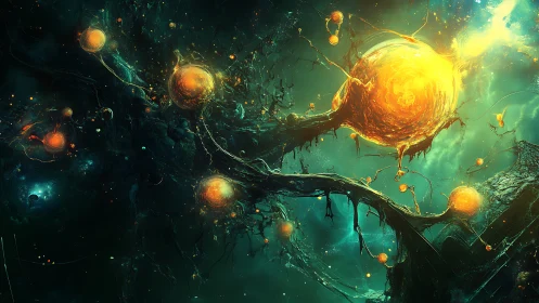 Bioluminescent plasma orbs entangle along cosmic filament roots