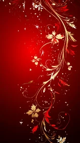 Red gradient backdrop with gold ornamental floral swirl border