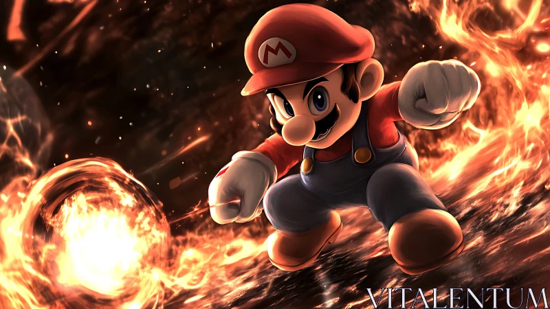 Mario Power Surge: Iconic Plumber Engulfed in Flames