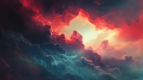 Storm-sculpted nebula clouds cradle a hidden burning dawn