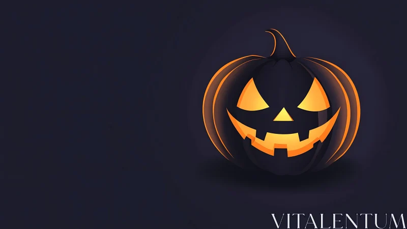 Glowing jack o lantern pumpkin rendered on dark background