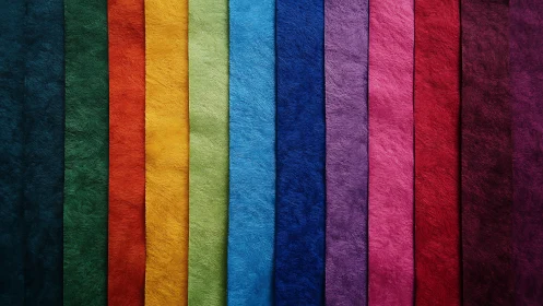 Velvet rainbow panels stand shoulder to shoulder in lush order