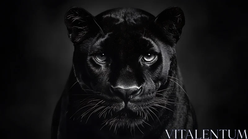Black Panther's Piercing Gaze Captured in Stark Monochrome.