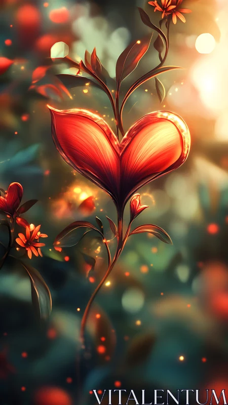 Glowing Heart Flower in Warm Light.
