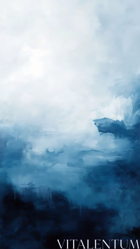 Stratified ultramarine fog field with luminous polar gradient.