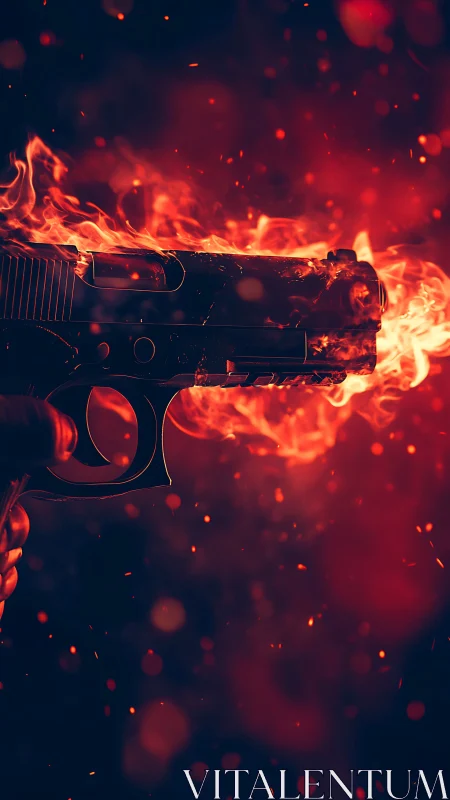 Pistol Engulfed in Flames and Fire.