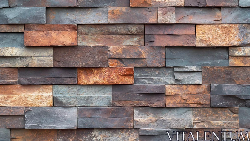 Multicolored Stone Brick Wall Texture in Modern Rustic Style.