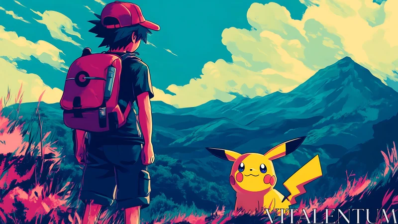 Bright-eyed Pikachu and young trainer share a bold horizon