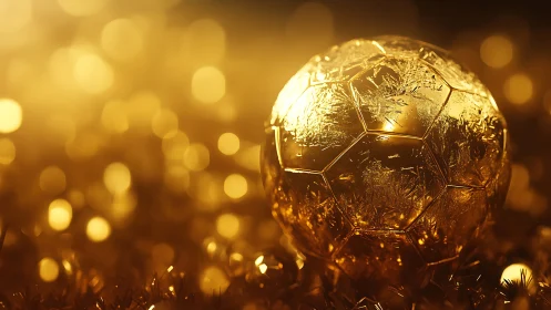 Gilded frostbound football glowing in molten sunset haze.