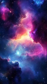 Bipolar emission nebula rendered in high-saturation digital gradients