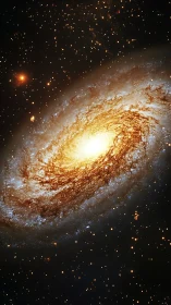 Golden spiral galaxy swirling in a star-salted midnight sea.