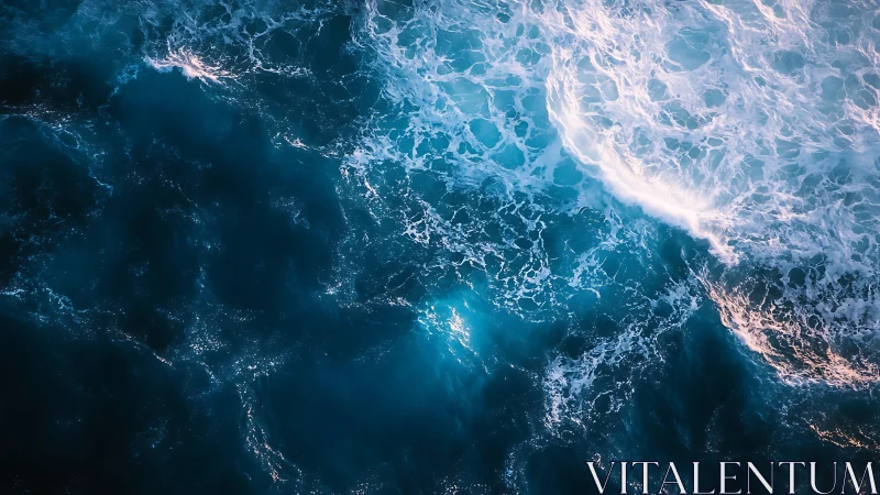 Top view of ocean surface with white foam patterns.