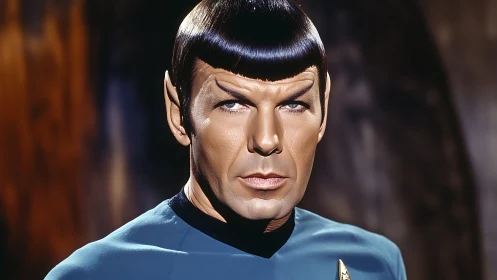 Calm alien officer gazes ahead with sharp, focused poise