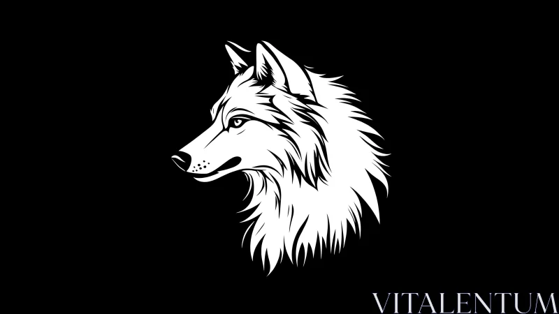 Monochrome side profile illustration of a wolf head.