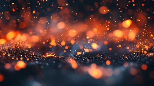 Glowing Orange Sparks in Abstract Motion, Bokeh Style Background.